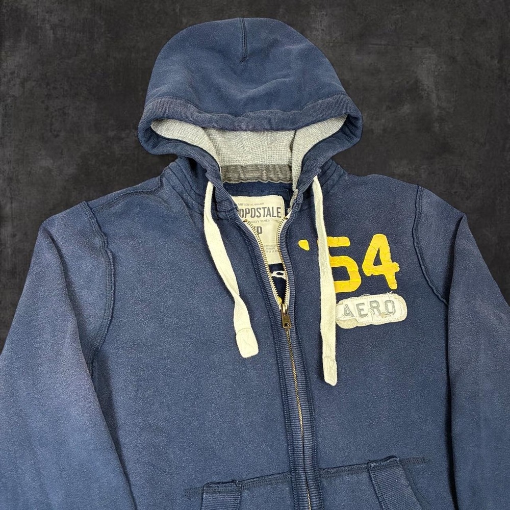 Y2K Aeropostale NY State '54 Champs Football Hoodie Men's Size Small Navy Blue